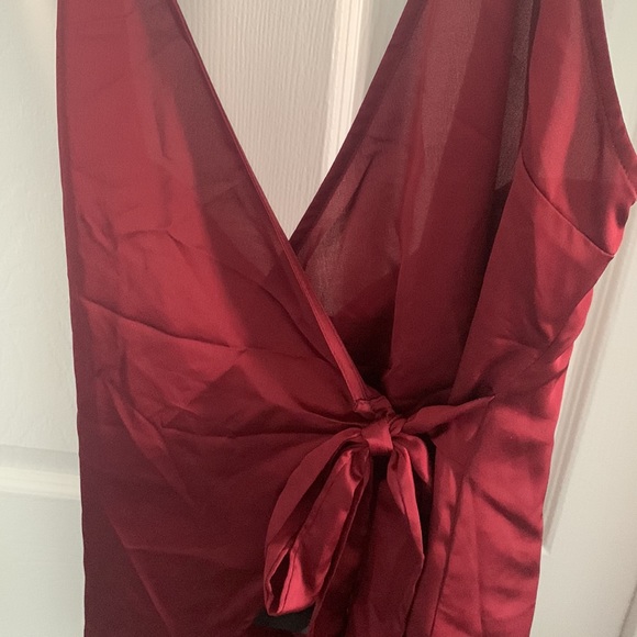 Sabo Skirt Satin Wrap Maxi Dress - red - Picture 4 of 6